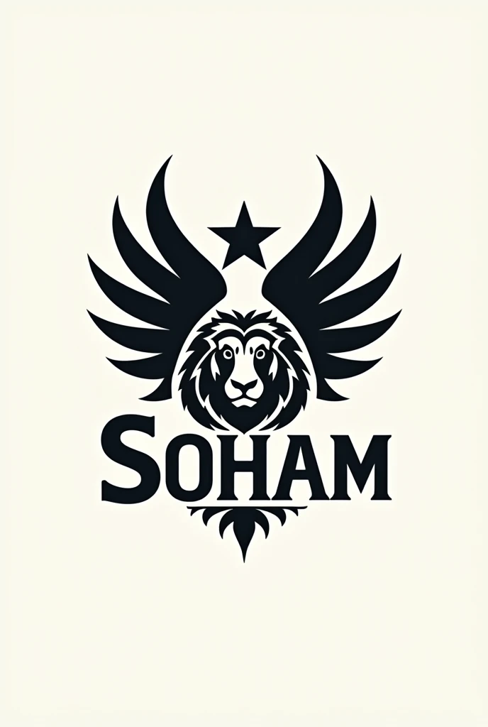 Logo of name soham with eagle wing and lion attitude