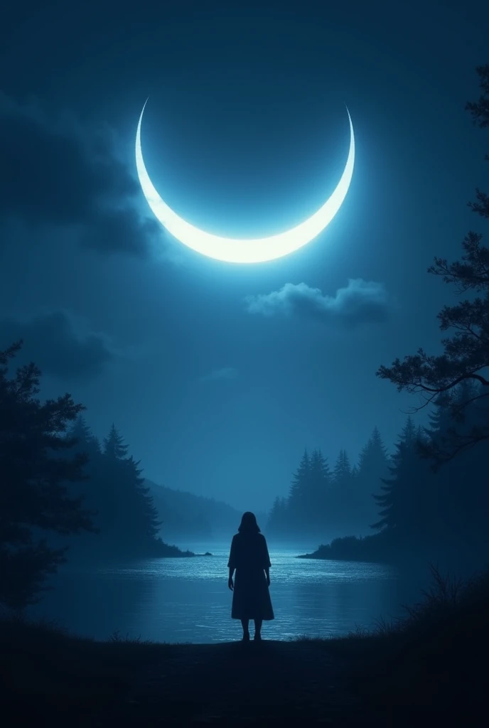 A quiet, dark night with a soft moonlight, highlighting the stillness.