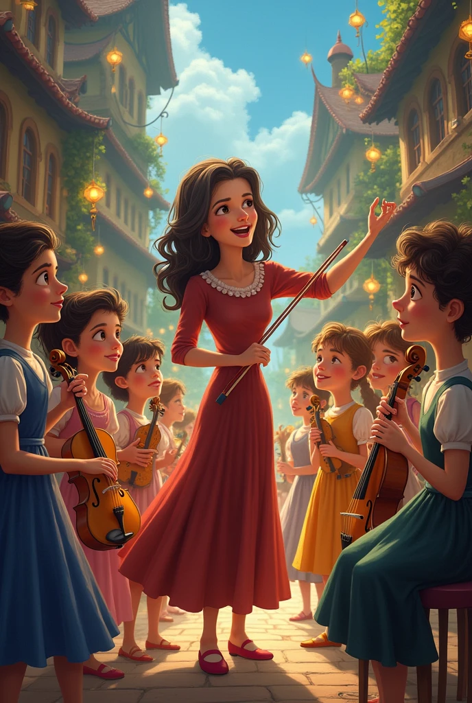 In an enchanted little town, there was a special school where children learned to play magical instruments. Each instrument had the power to bring joy to the world. One day, Professor Melodia gathered her group of young musicians to form a very special orchestra.