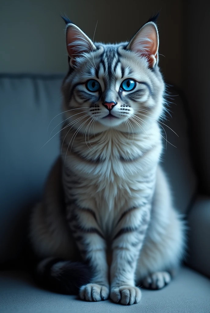 Blue-gray cat with blue eyes
