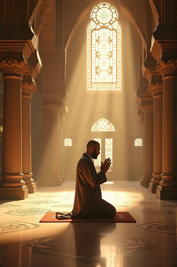A gentleman was praying inside the mosq ue