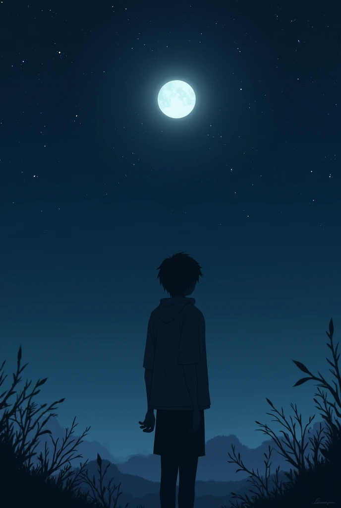 - A person looking out into a silent night, reflecting on the emptiness around.