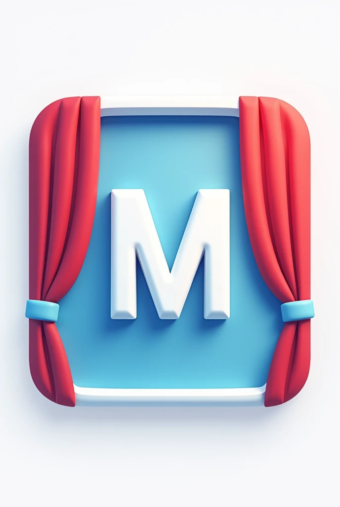 Application logoicon,app, application, curtains, blinds, Augmented reality, red, blue, white,window,simulator, Mobile application logo, add the letter M