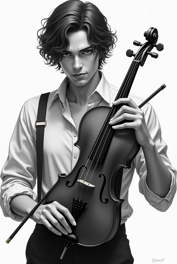 John: the violin (in black and white for coloring)