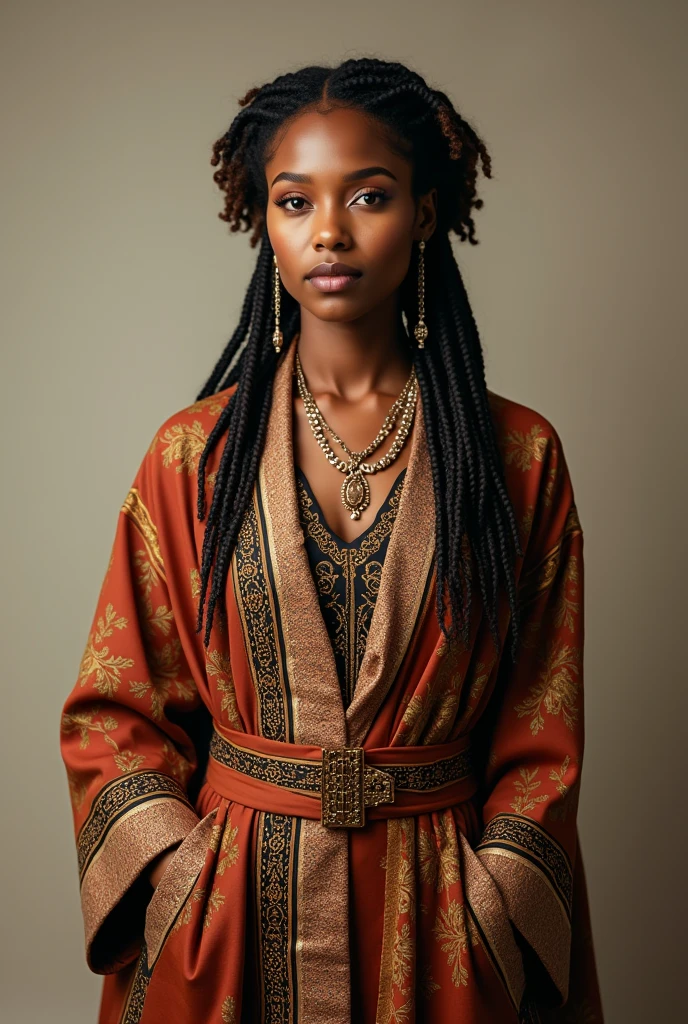 A full-body image of a beautiful Ethiopian singer