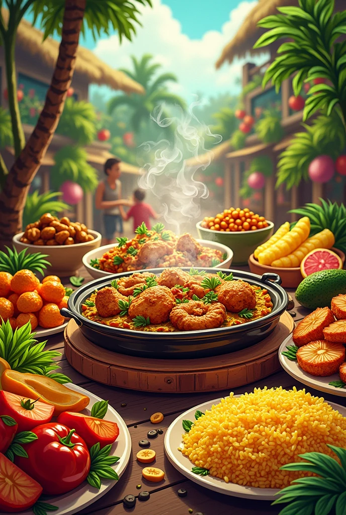 Typical Jamaican food animated