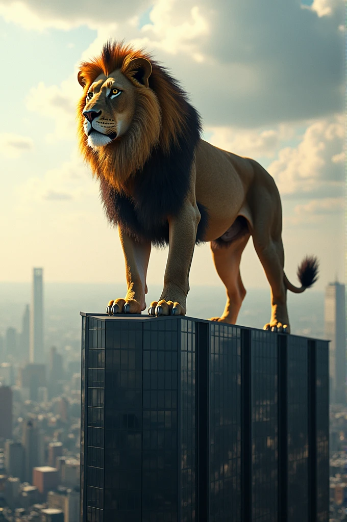Lion on top of a building
