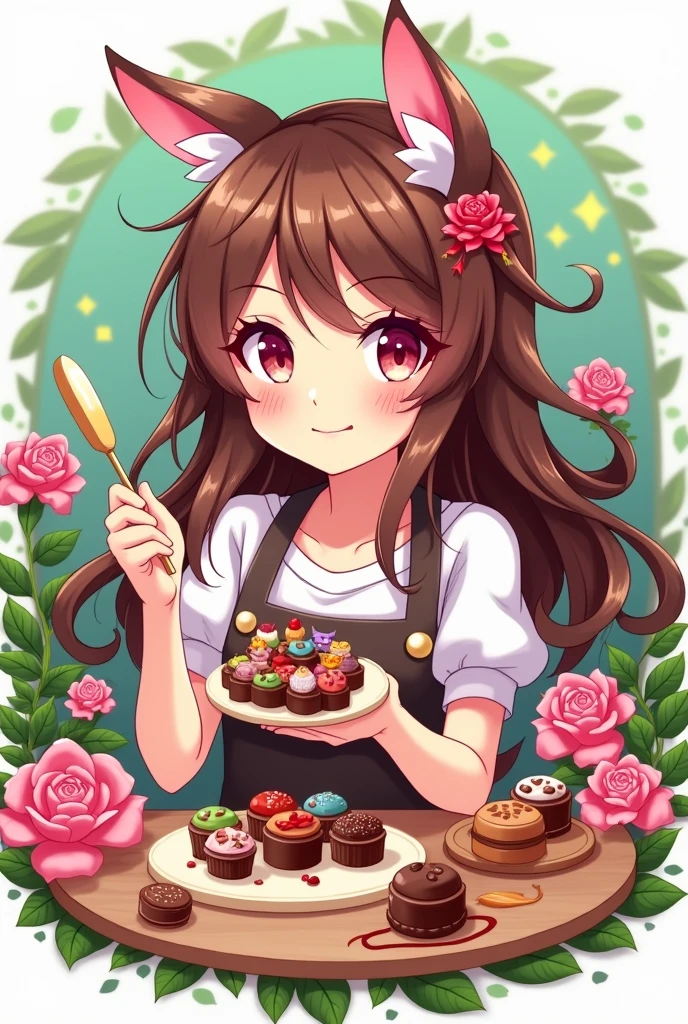 logo,Kizi, anime food, baking art, brigadiers frescas ao fundo, candies, Truffles, brigadiers, chocolates, candies finos, brownhair, fazendo candies