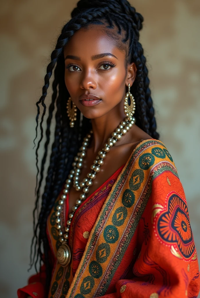 A full-body image of a beautiful Ethiopian singer