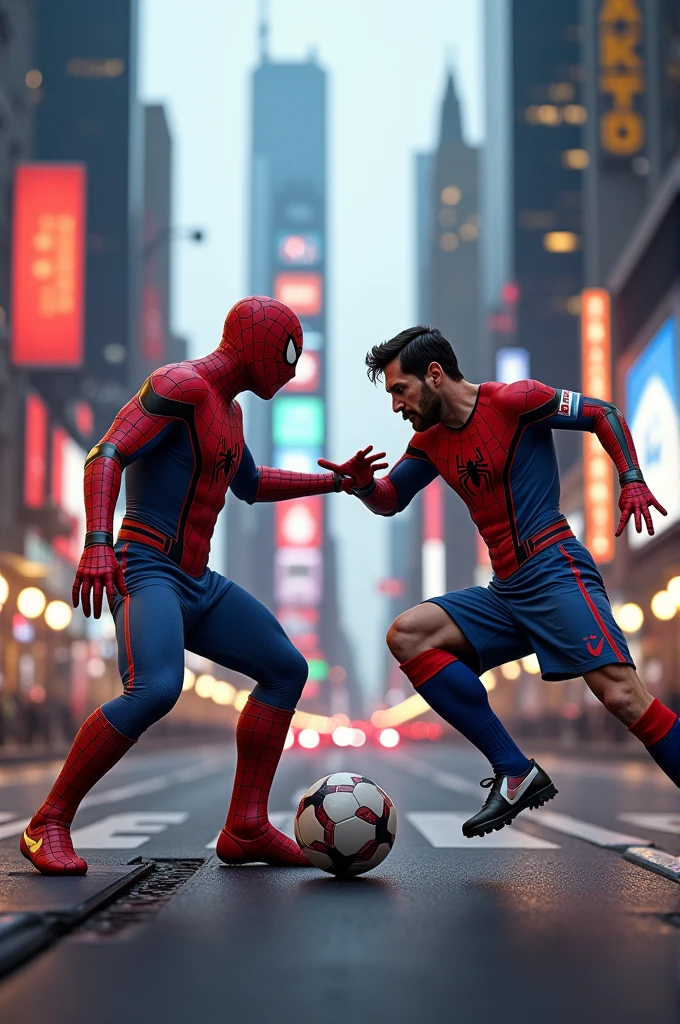 Spiderman fighting messi