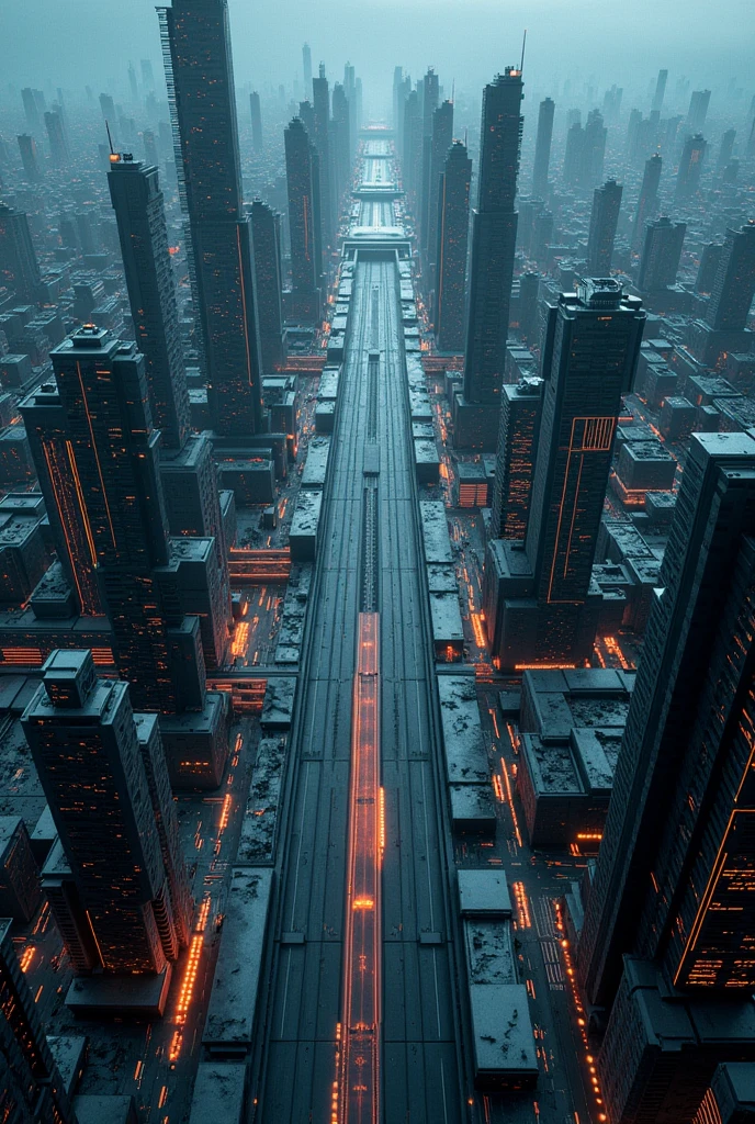 City from the movie Tron Legacy seen from above in 2560 x 1440 format