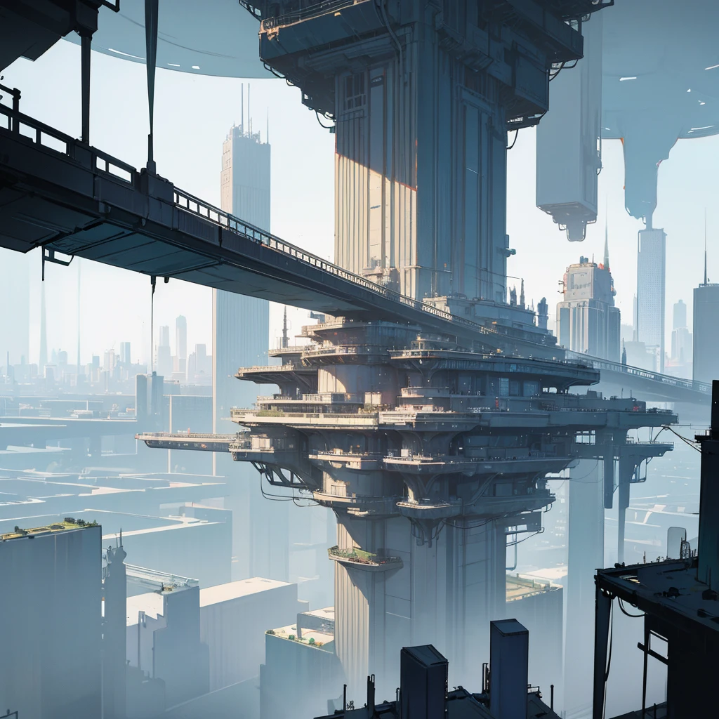 Panoramic view of a large landscape of a mega metropolis city with a futuristic retro future style with large buildings and large skyscrapers of sizes of 900 meters high that the buildings have all kinds of shapes and geometric shapes that the buildings are made of dark black metal and that the city is super technologically advanced that the city has everything that any city has and some small buildings ,that it has a dystopian style and that there is fog and that the architecture of the city is impressive and that it has a dystopian style and that the city is big 

