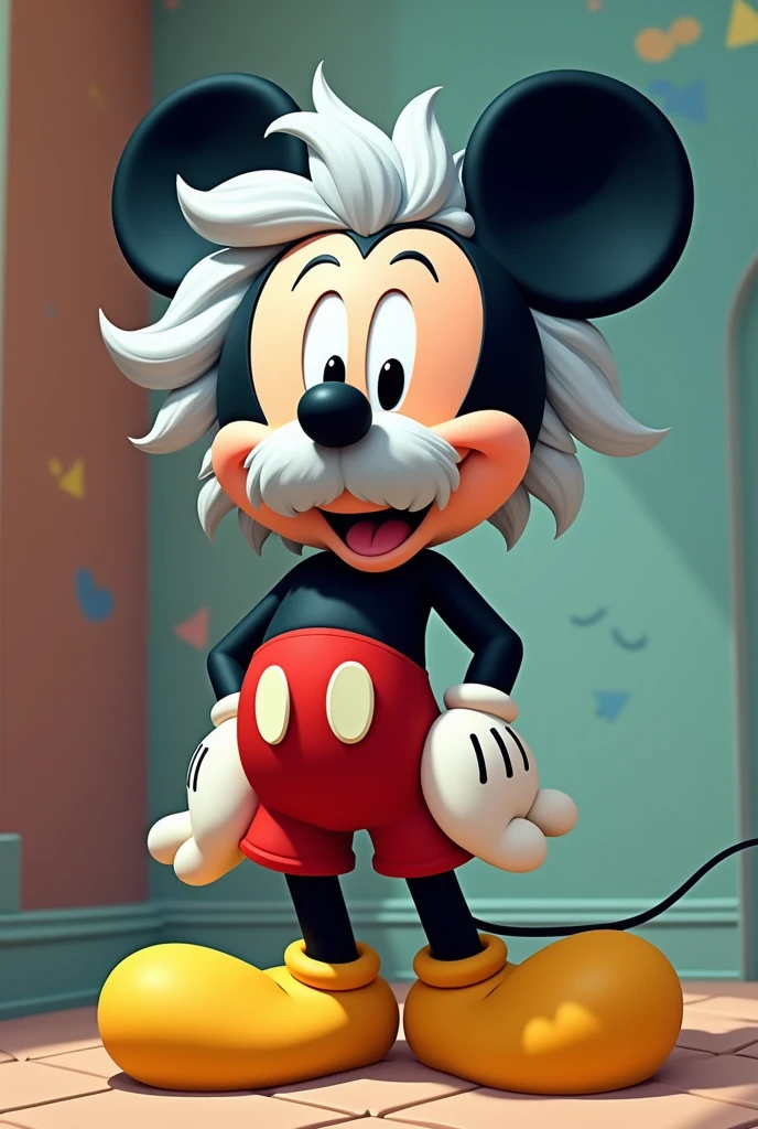 einstein full body with mickey mouse drawing style for video game