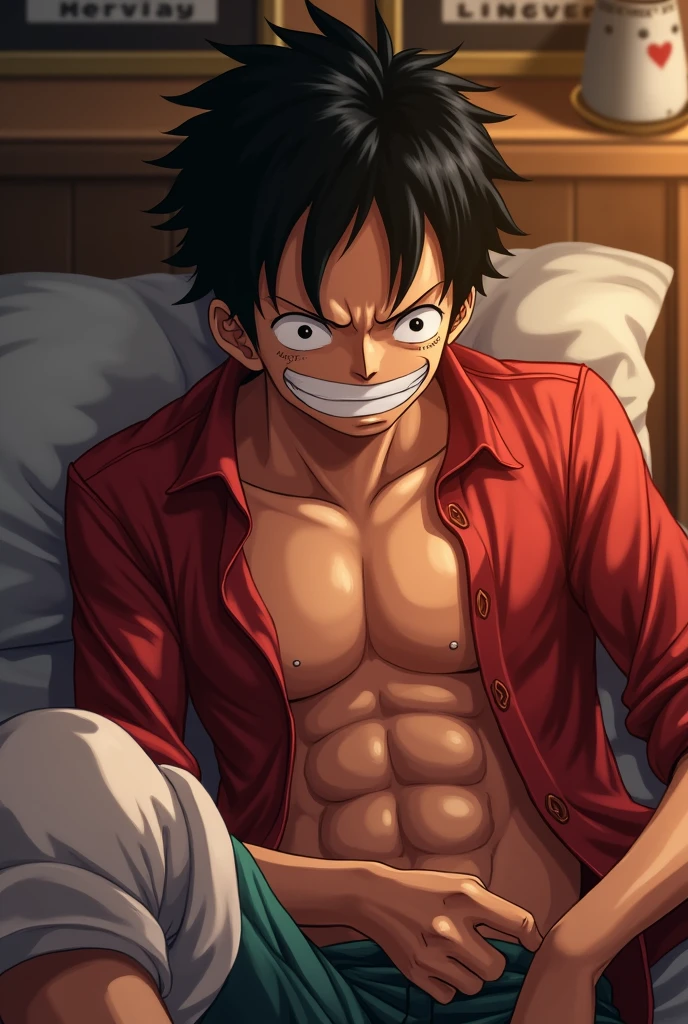 Personagem law de one piece luffy com uma ereção