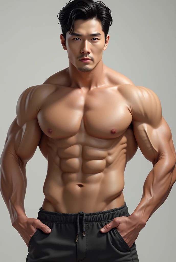 Handsome muscular Korean with big thick penis