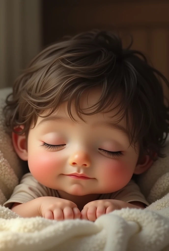 A child age 10 years closing eye