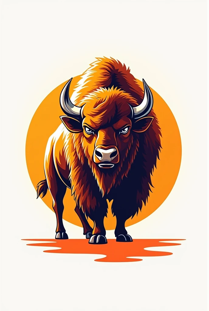 a logo with a bison animal similar to the rebull art with orange and white colors