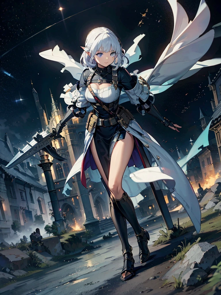 Magical Battle、cathedral、Medieval streetscape,Wide Road、Pointed Ears