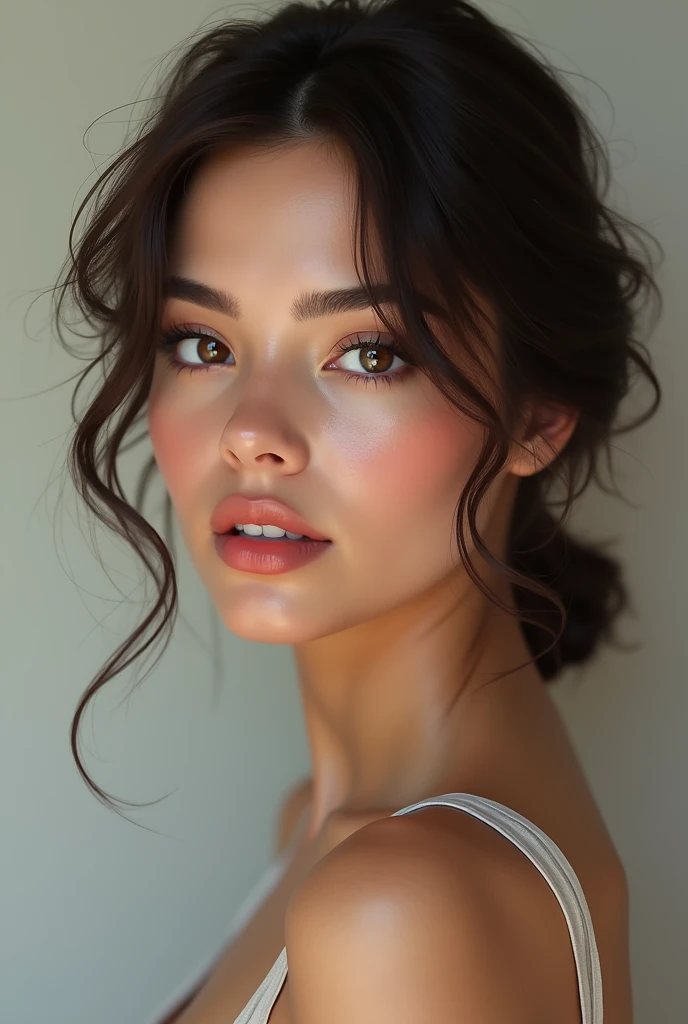 Femme brune 23 ans très beau visage réaliste