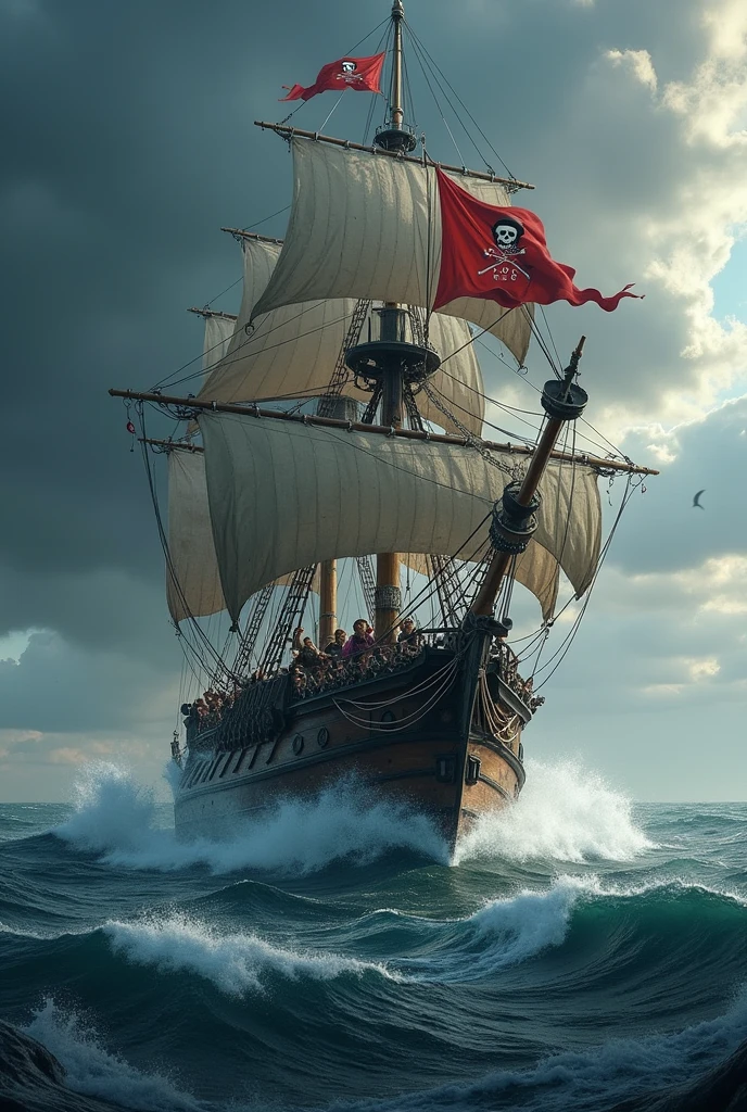 Spawns the ship on the raging sea with a flag written on it &quot;Piracy 2.5 »