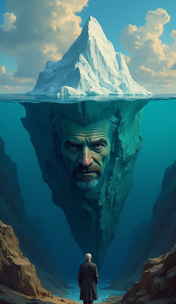 Sigmund Freud iceberg theory in a Vincent van Gogh art style
