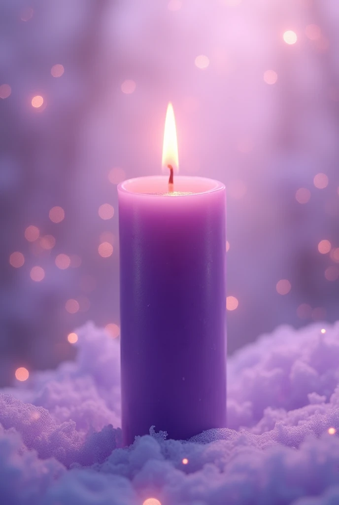 Purple Candle、The background is sparkly and blurry.。The background is pastel purple