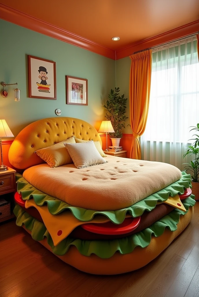 Make a hamburger-shaped bed