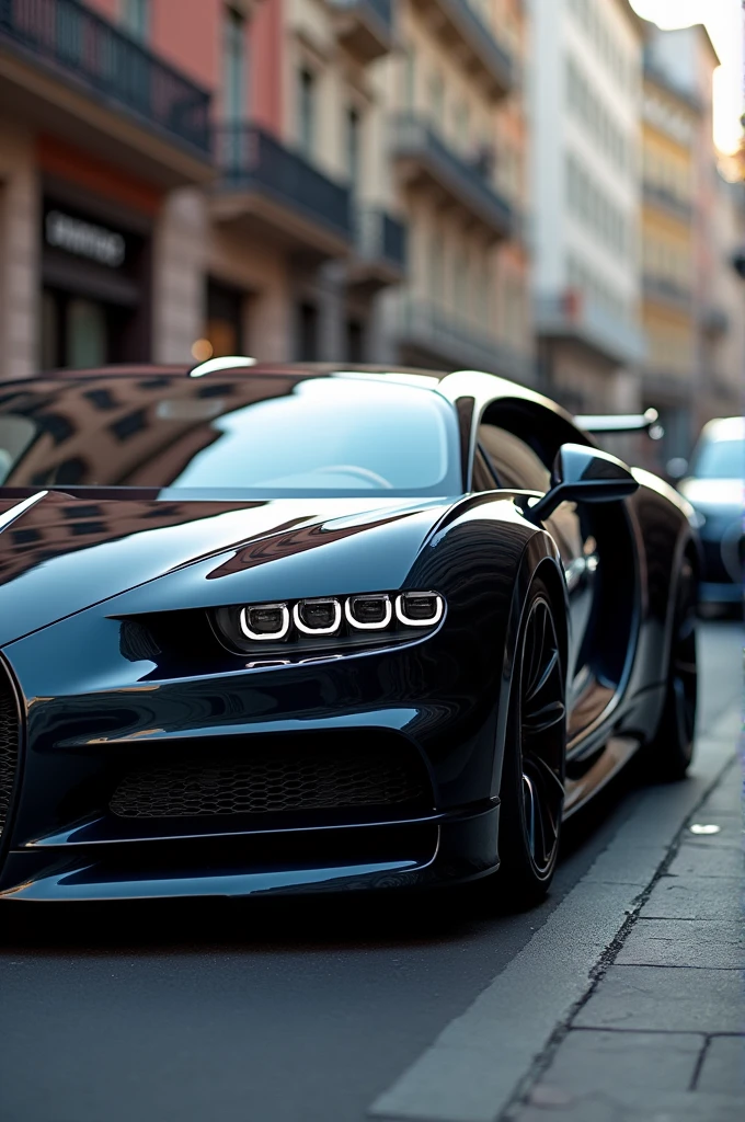 Black colour Buggati chiron.