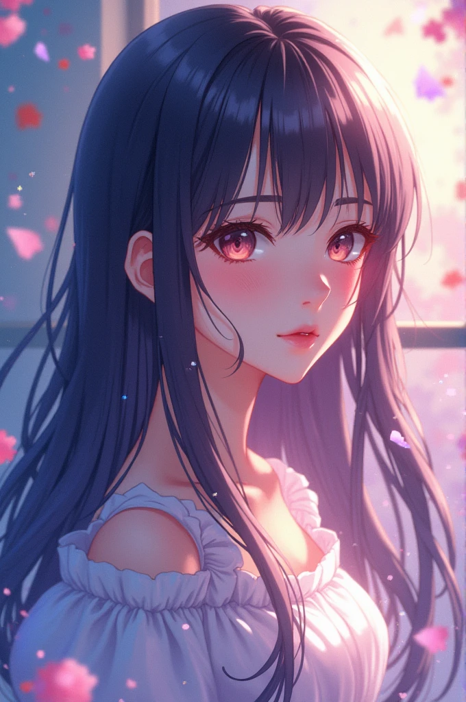 Japanese teenager with long hair and bangs