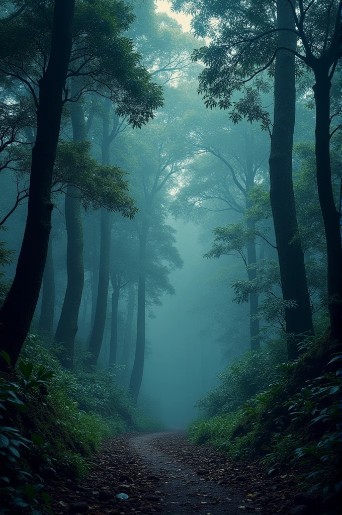 ((best quality)), ((masterpiece)), (detailed), In Papua, there is a forest known as the Midnight Woods,