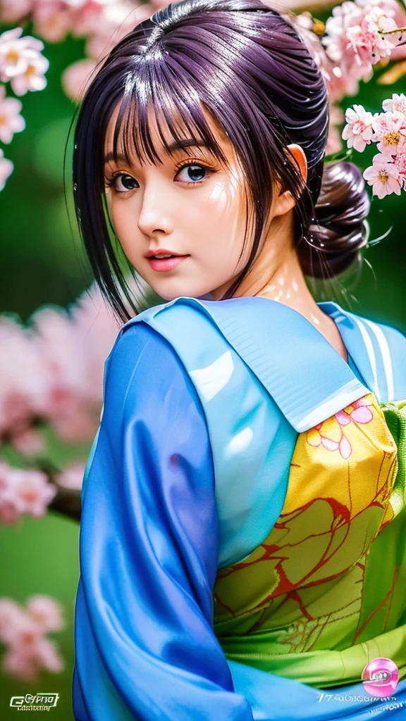 (In 8K、RAW shooting、Highest quality、Masseter region:1.2)、Very detailedな、Ultra-high resolution、(Realistic、Realistic photos:1.37)、High-resolution RAW color photos、Professional photography、hVery detailed and beautiful、Very detailed、8k wallpaper、Very detailedな、Large file size、Official Art、HVery detailed CG Unity 8K wallpapers、hVery detailed beautiful girl、Very detailed顔、Very detailed目、Very detailed皮膚、Very detailed指、hVery detailed nose、Very detailed詳細な口、Perfect Anatomy、Detailed Background、Detailed clothing、1 person、(20:1.2)、20th Generation、cute、Realistic body、((masterpiece, Highest quality, Highest quality, Official Art, beautifully、beautiful:1.2)),((masterpiece)),((Vibrant colors)),((Ayako Katagiri)),wonderful, Cherry Blossom Forest, Petals fluttering in the wind, On a hazy background,Ayako Katagiri,kimono,Stand