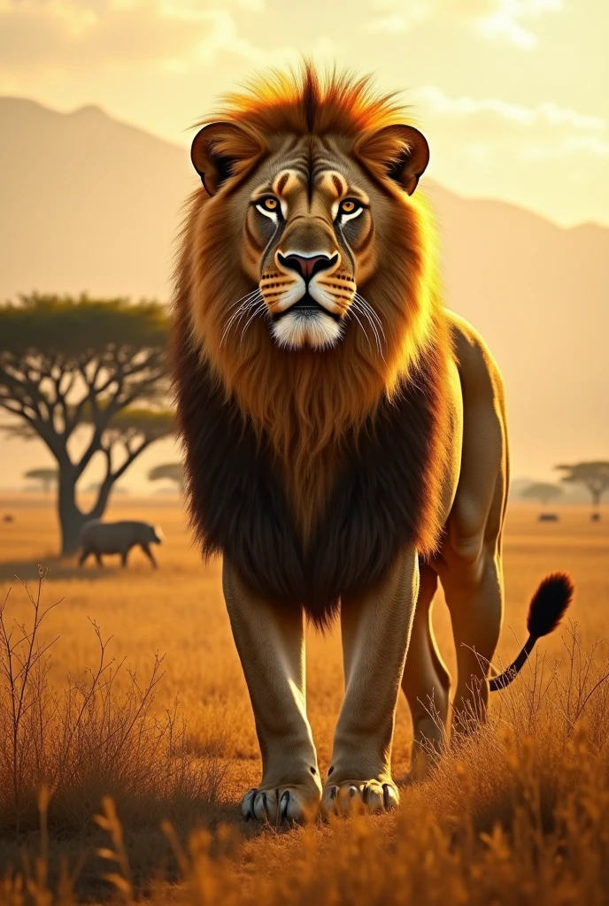 Un lion dans la savane