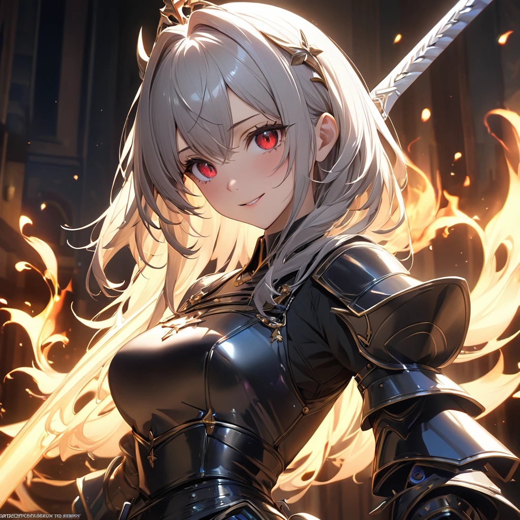 最high quality, wonderful_delicate, wonderful delicate eyes, Super detailed, beautiful, 8k , One girl, Red eyes, evil, Facial Contour,(Absurd, High resolution, Super detailed), masterpiece, The perfect solution, wonderfulディテール, Super Detailed, Cinema Lighting, Ray Tracing, Depth of written boundary, Cinema Lighting, Ray Tracing, 超High resolution, Attention to detail, 最high quality, High resolution, high quality, Awards, Super Detail, masterpiece, 8k, 超High resolution, Attention to detail, 最high quality, High resolution, high quality, Awards, Super Detail, masterpiece, 8k, Digital Art, Anime Coloring,(Official Art、最high quality、unity 8k wallpaper、32K、masterpiece、Very detailedな、超High resolution、Realistic、Photorealistic:1.2)、(Cinema Lighting:1.2)、Fire glow effect、Film Grain、Best Shadow、Rim Light、Side light、(Very detailedで複雑な3Dレンダリング)、((Swiss countryside village、とてもbeautiful背景))、細部までbeautiful顔と目、(Beautiful and sharp eyes)、masterpiece, High resolution、最high quality, ultra High resolution, Maximum resolution, Very detailed, Professional Lighting, beautiful肌, 2. Women、Silver Hair、Hololive、Shirogane Noel、knight、armor、Warrior、smile、((Show off your swordsmanship、knightの剣、knightの盾))、royal palace、city、((whole body))、((Accurate Anatomy))
