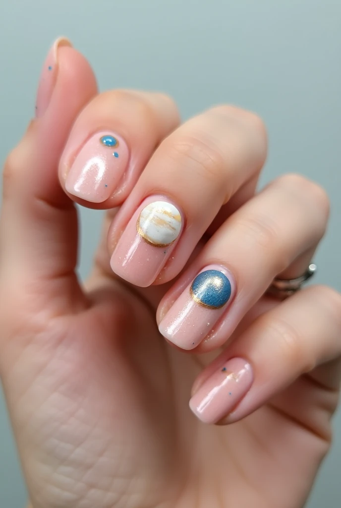 Make me simple nails with 3D Planets