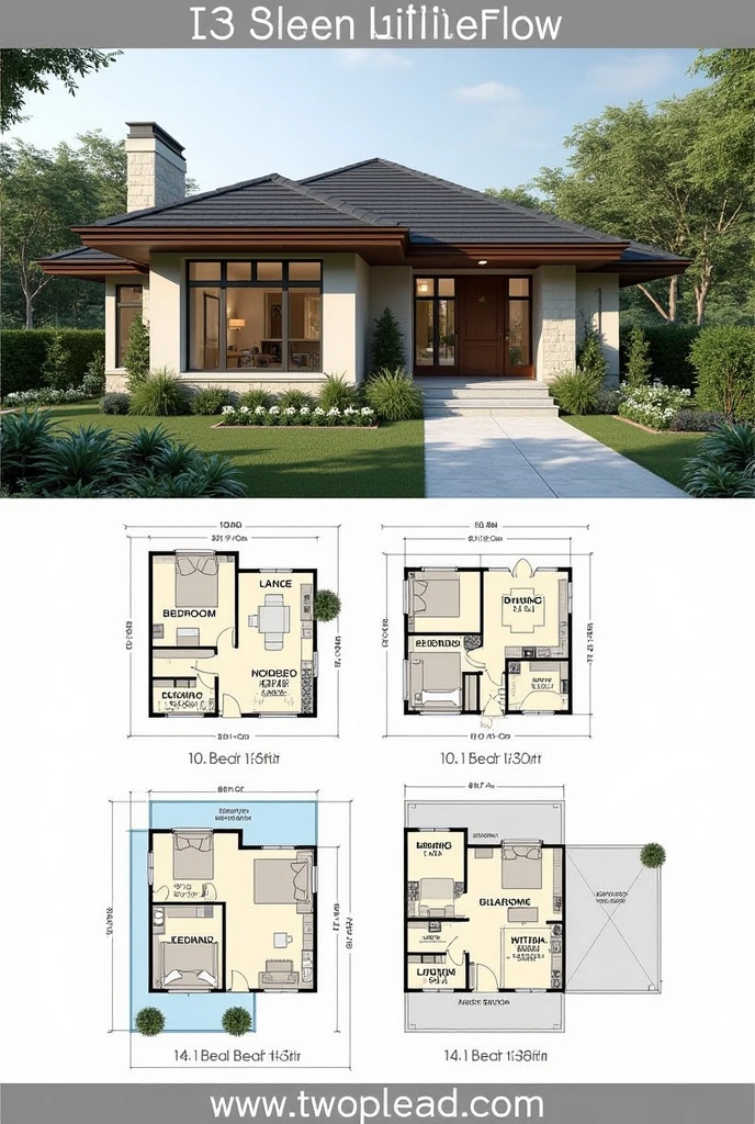 Budget 2 storey bunglow with open living room and kitchen downstairs and 4 bedroomsbin second floor. A garden infront