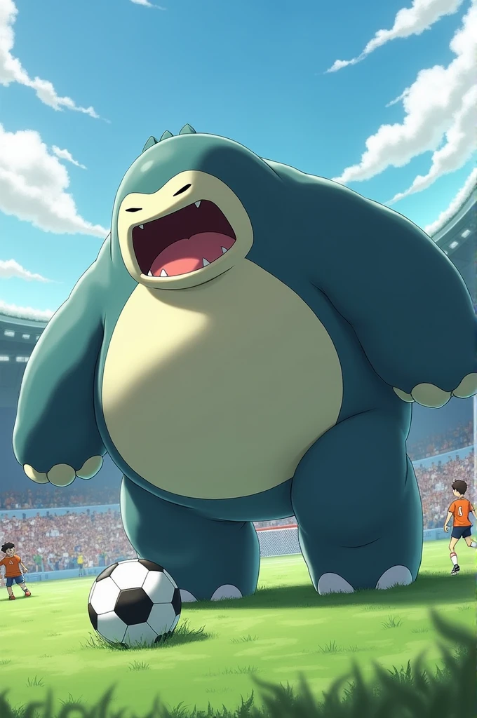 Snorlax playing soccer