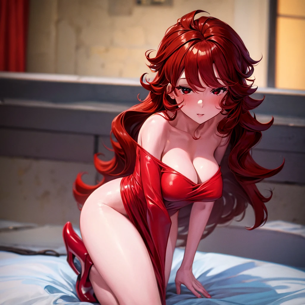fille 19ans , sexy , hot , robe rouge , cheveux marron