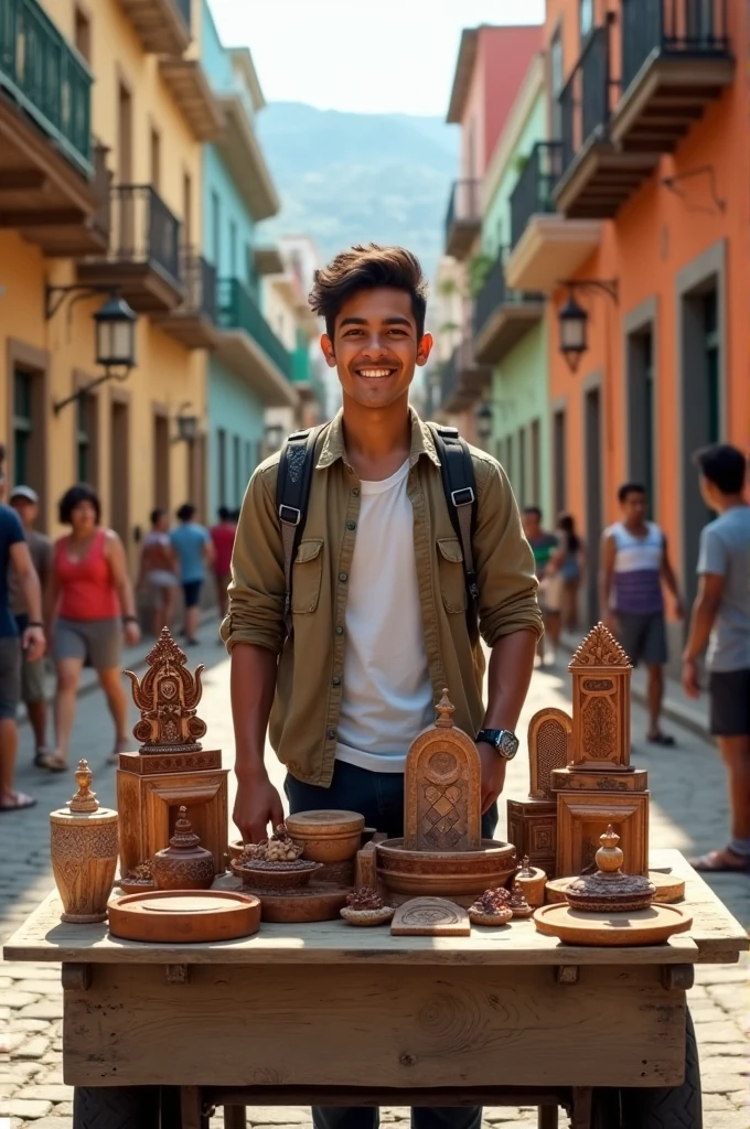 Young man selling furniture in Cartagena, Colombia 