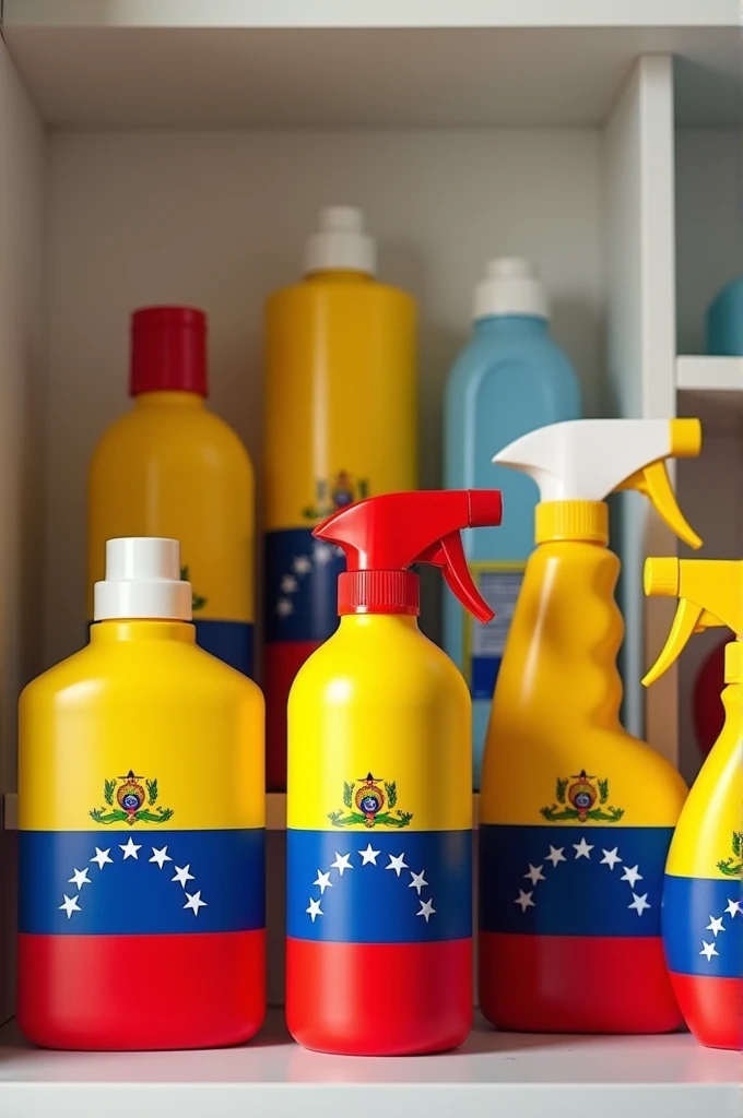 Cleaning products with the Venezuelan flag