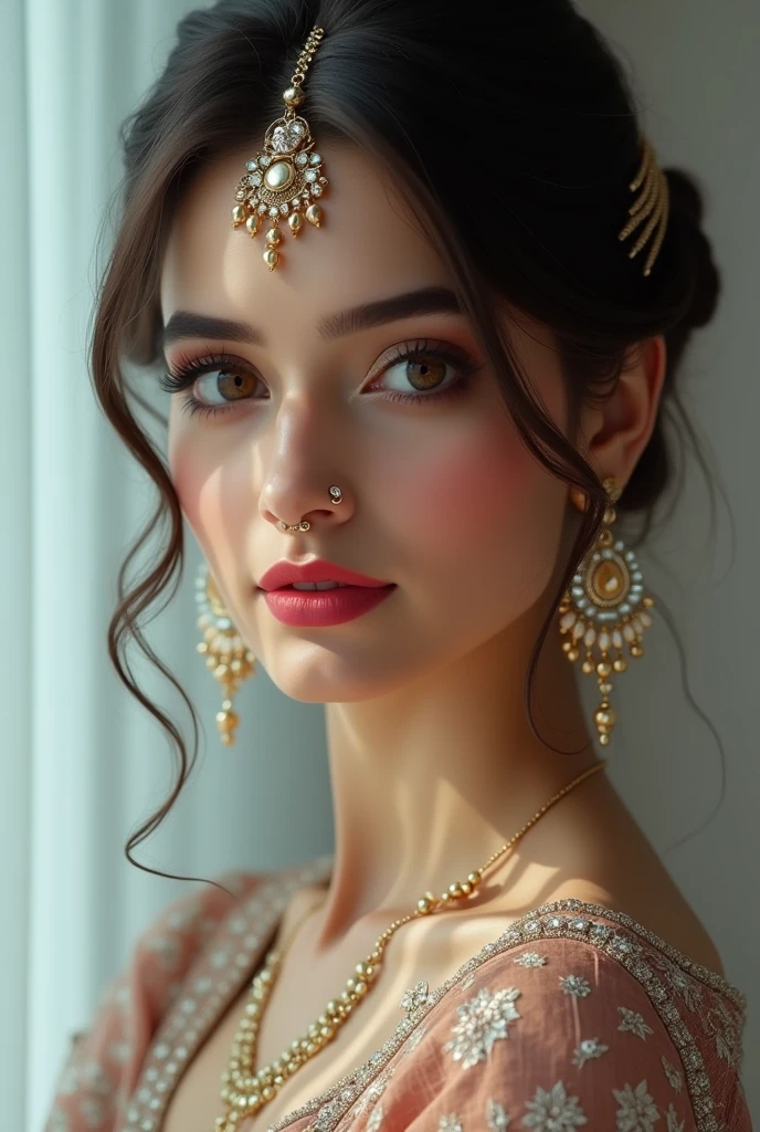 cyber realistic portrait of Pakistani bride (same face)