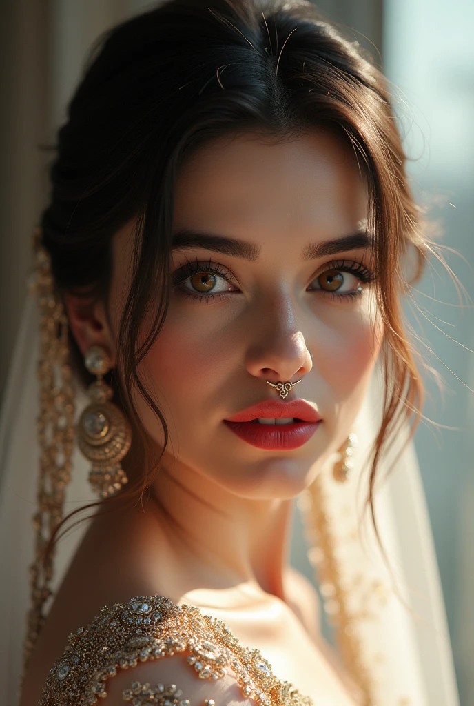 cyber realistic portrait of Pakistani bride (same face)