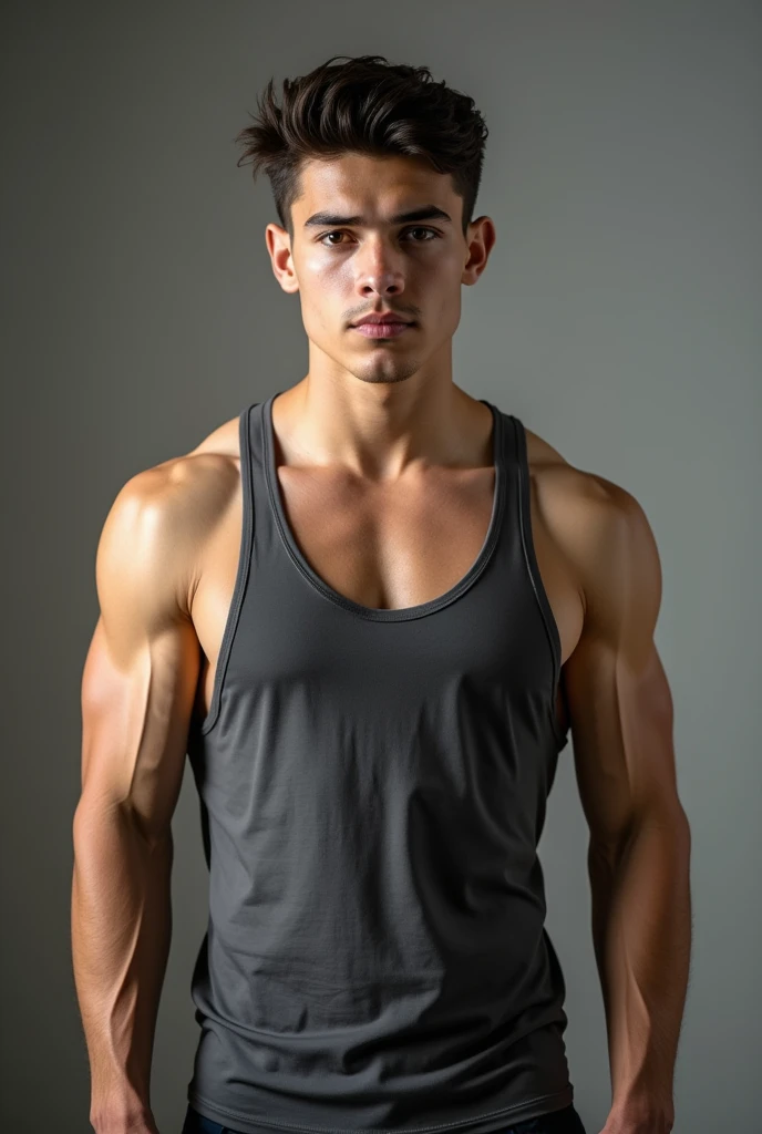Photo of young man, muscular, with tank top 