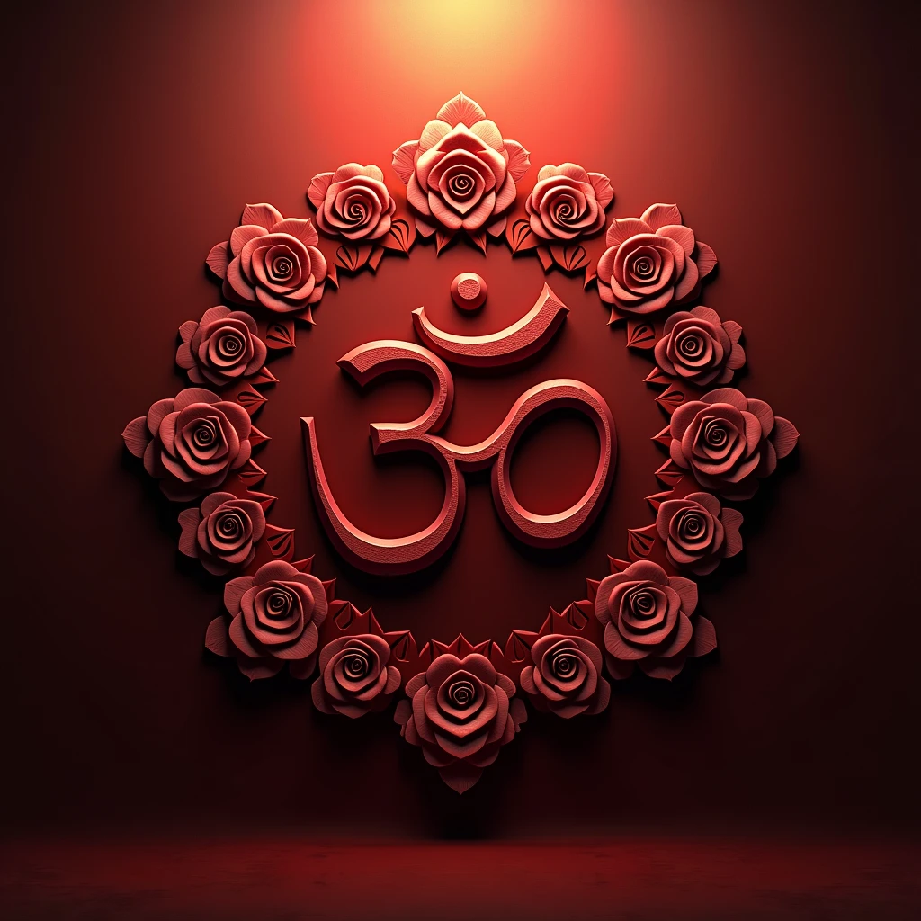 om a hindu sign in the middle in maroon colour, background is shade of red colour and colour is wight in thr middile of image and it going dark and dark untiil it tounch the border HD, art , rose border design ,
This image in like one and only image in the world,