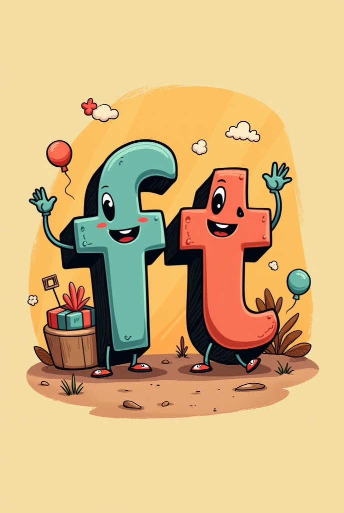 Logo with the name FT in a more Cartoon store style