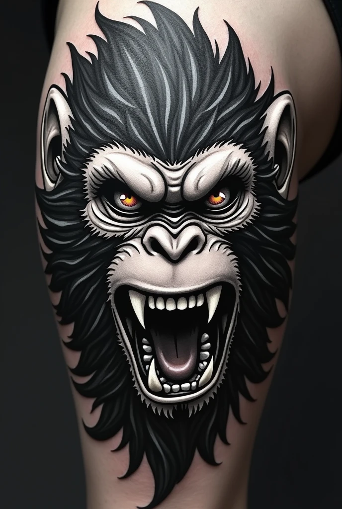 angry sun wukong tattoo black and white