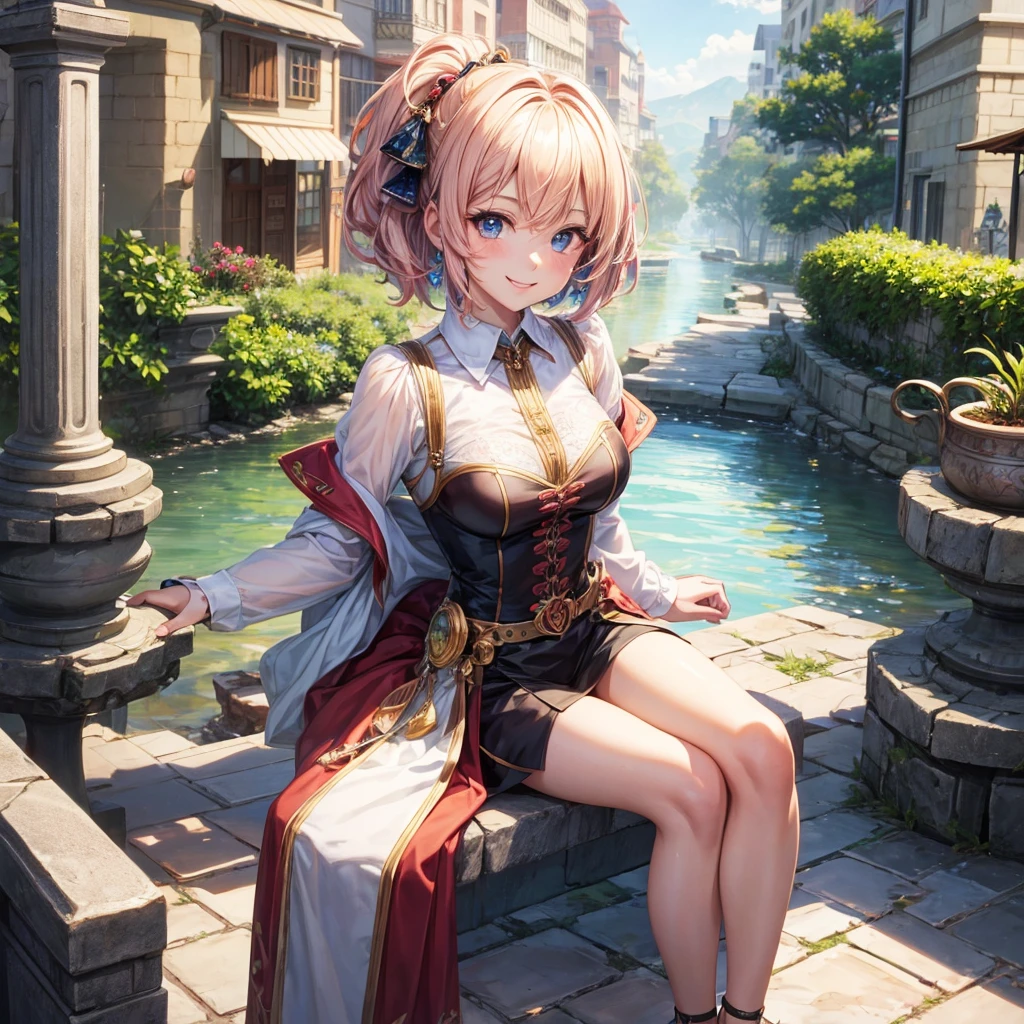 Beautiful girl Best quality, high detail, short hair, Smile, anime style,