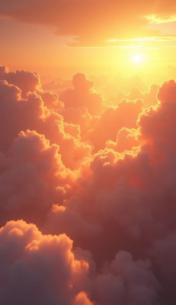 A sky with clouds with an orange tone.