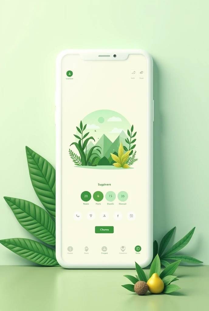 An App In mobile screen size App theme is Ecology and green