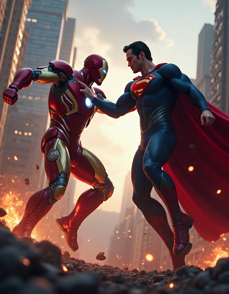 Iron man fighting with Superman