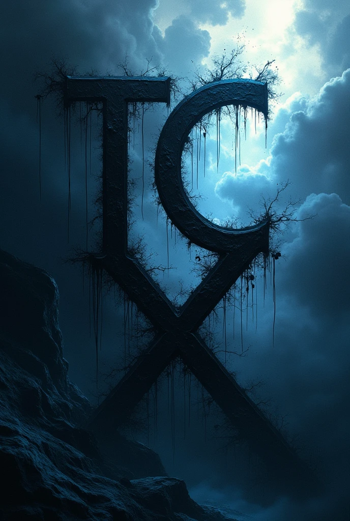Logo with name (TcX) VERY SURREAL BLACK WITH BLUE AND WHITE
